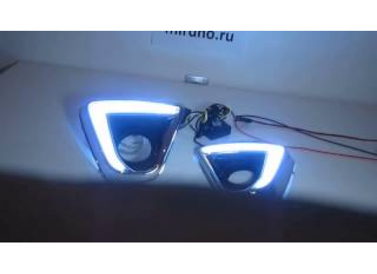 ДХО для Mazda CX 5 2011-2017 вариант 5. С поворотниками COB полоса